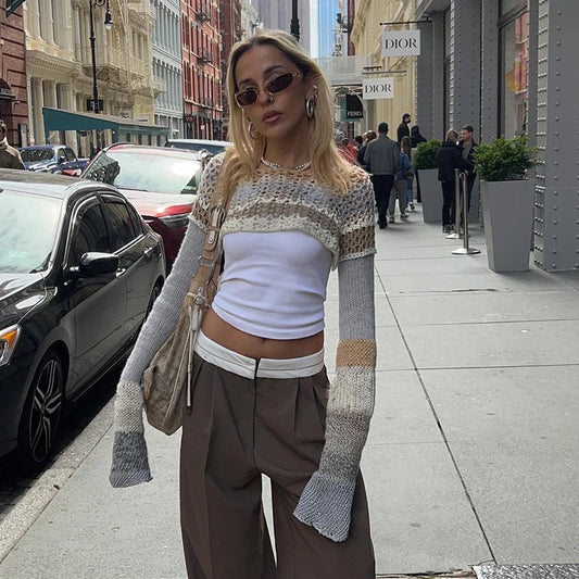 Y2K Cropped Knit Sweater