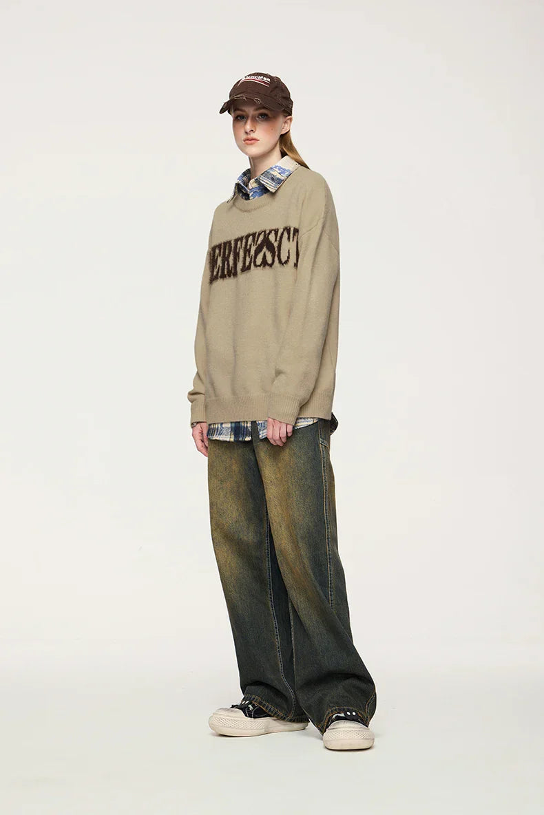 Distressed Lettered Sweater
