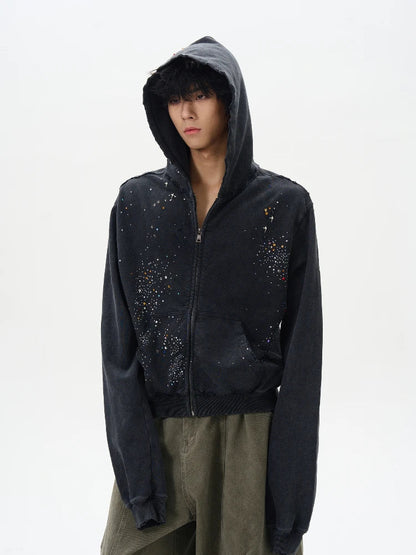 Trendy High-End Diamond Zipper Sweatshirt