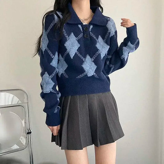 Vintage Turn Down Collar Ulzzang Sweater