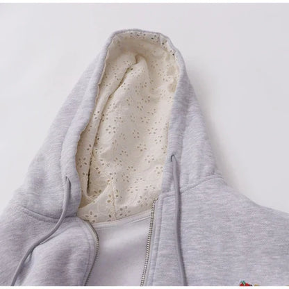 Velvet Embroidered Sweatshirt
