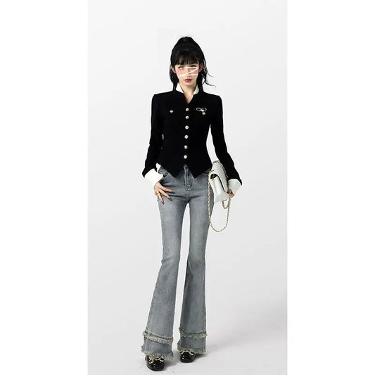 Women Slim Fit Color Blocked Cardigan