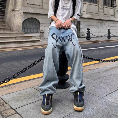 Vintage Belt Baggy Jeans