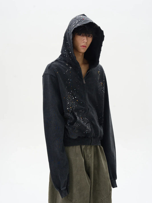 Trendy High-End Diamond Zipper Sweatshirt