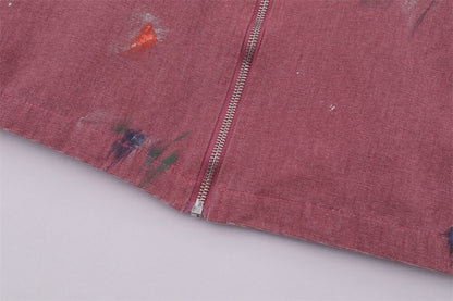 Splash Ink Embroidered Butterfly Jean Jacket