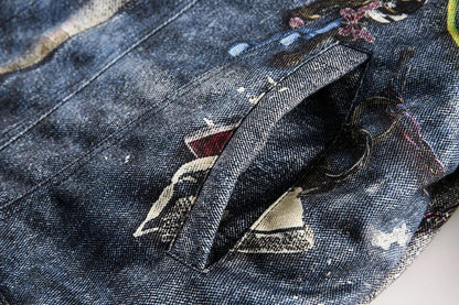 Abstract Chain Detail Denim Jacket