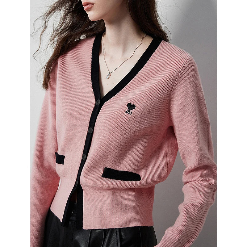 V-Neck Slim Waist Knitted Cardigan