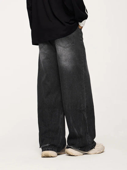 Flared Wide-Leg Black Denim Jeans