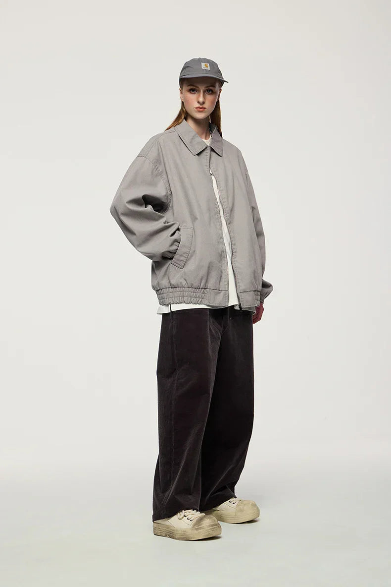 Vintage Turn-down Collar Windbreaker