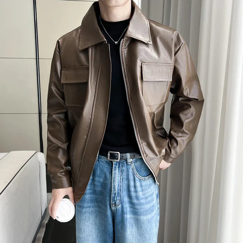 Classic Stylish Windproof Waterproof PU Leather Jacket