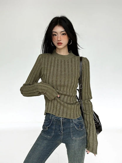 Women Casual Cozy Vintage Knit Sweater