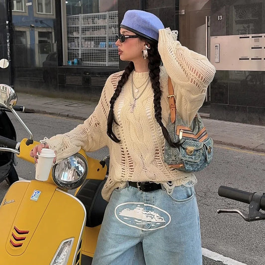 Women Luxury Knitted Essential Fringe Sweater
