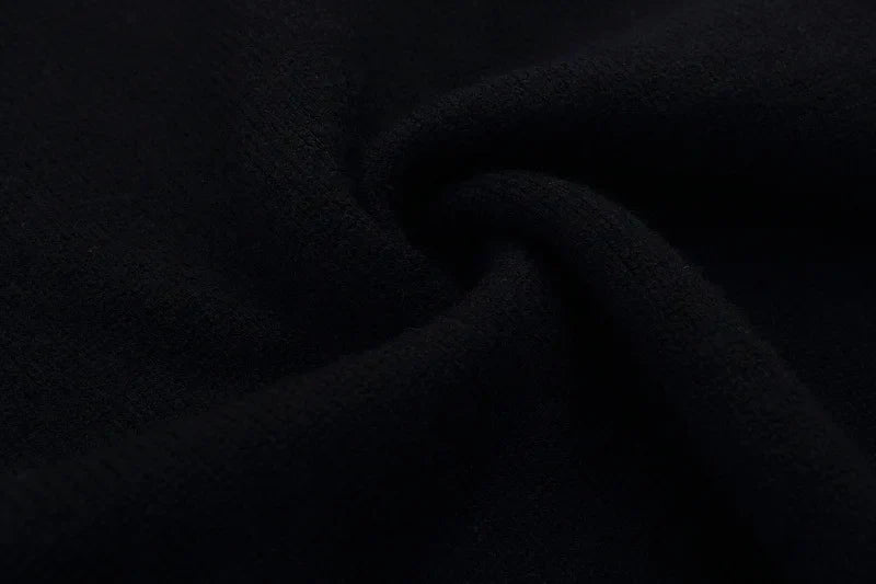 Retro Black Letter Print Polo Sweater