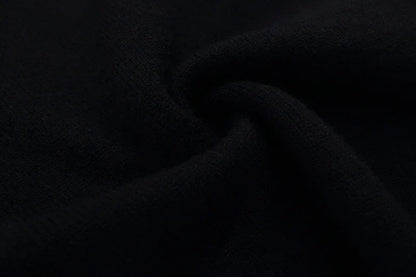 Retro Black Letter Print Polo Sweater