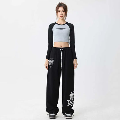 Loose Elastic-waist Stars Sweatpants