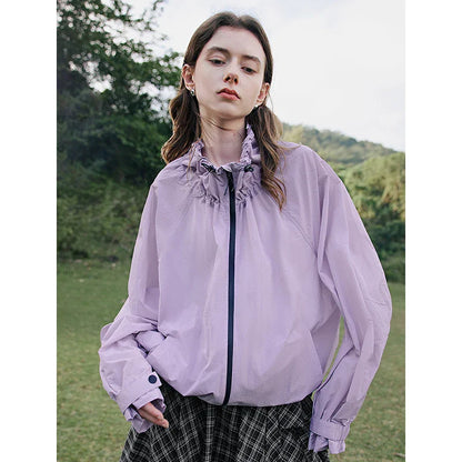 Lightweight Ice Silk Jacquard Drawn Collar Sweatshirt