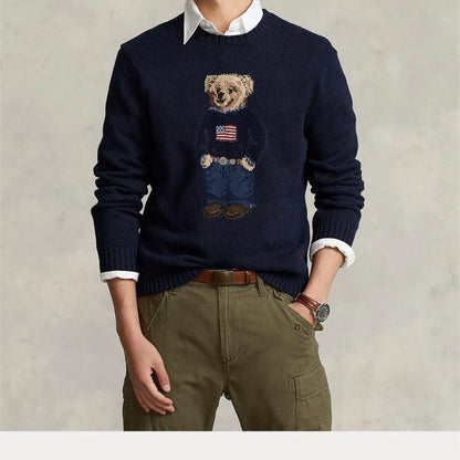 Embroidered National Flag Teddy Bear Sweater