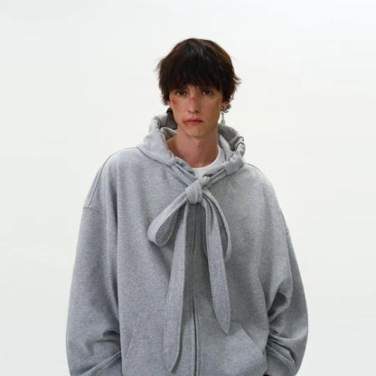 Retro Streetwear Solid American Design Hooded Sweatshirt