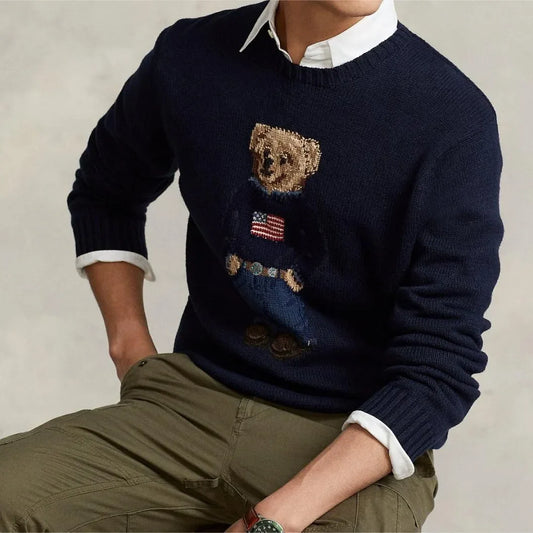 Embroidered National Flag Teddy Bear Sweater
