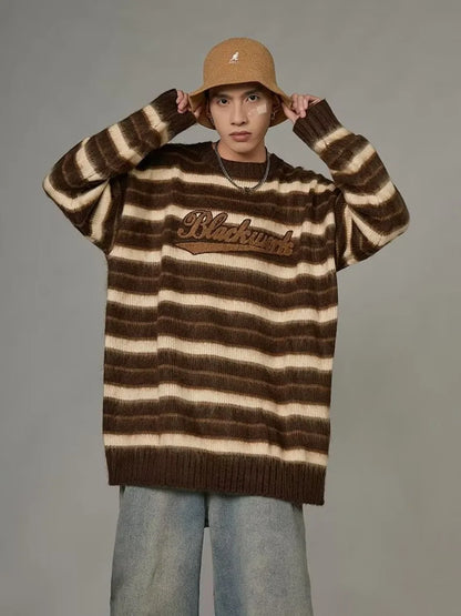 Vintage American Style Striped Knitted Sweater