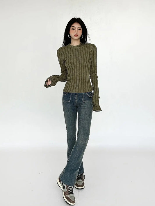 Women Casual Cozy Vintage Knit Sweater