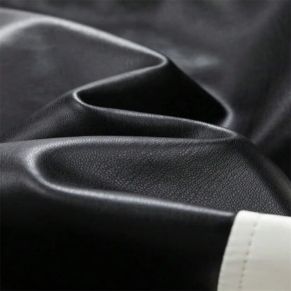 Contrast Colors Leather Biker Jacket