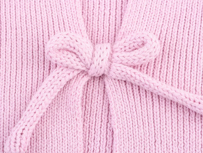Sweet Bow Decoration Knitted Short Cardigan