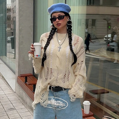 Women Luxury Knitted Essential Fringe Sweater