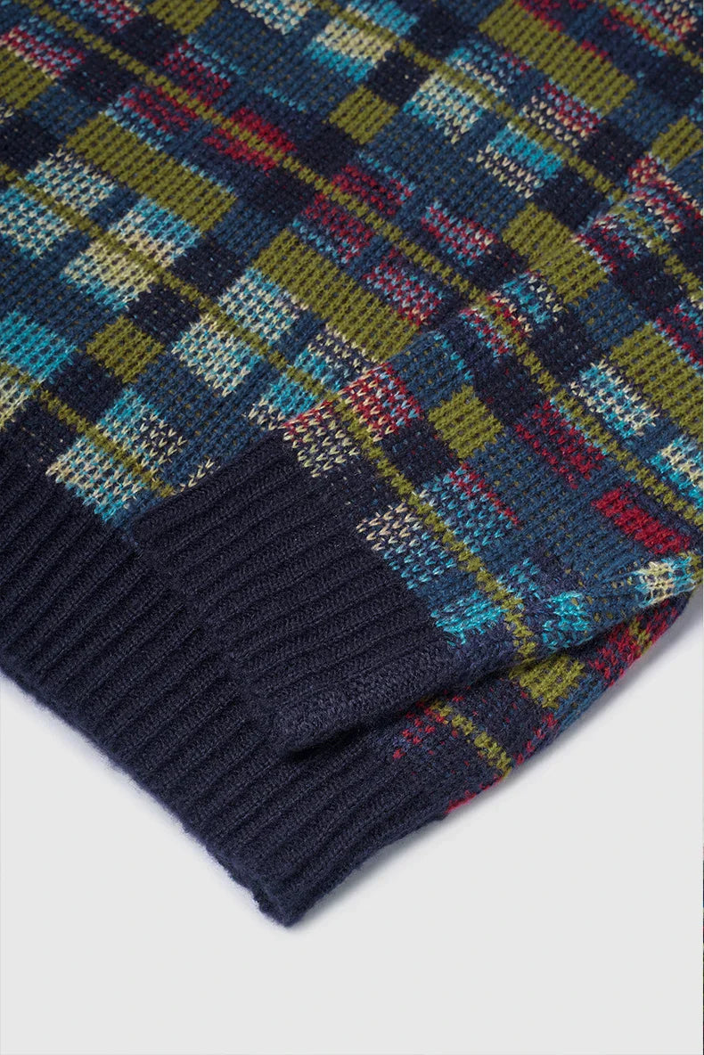 Checkered V-Neck Sweater
