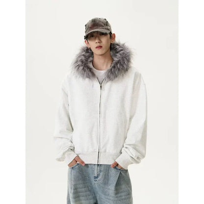 Autumn Japanese Edge Fur Collar Hoodied Sweatshirt
