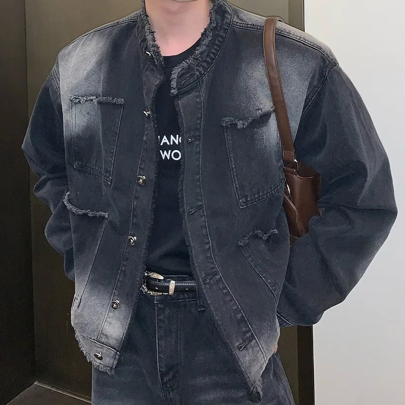 Men's Streetwear Retro Ripped Luxury Denim Jacket