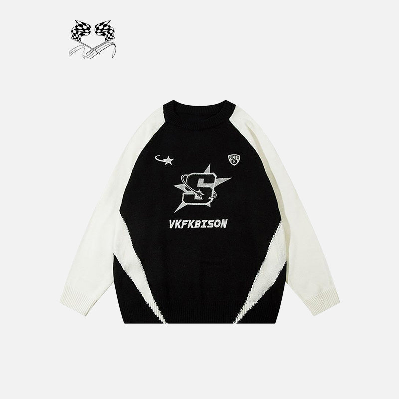 Star Patchwork Oversized Sweater