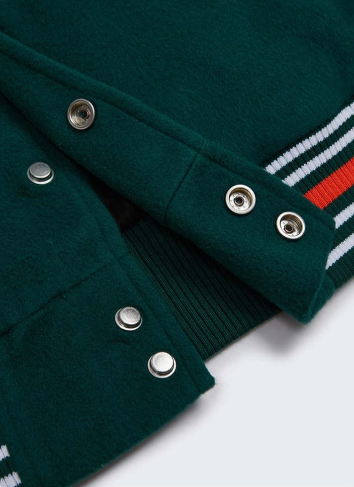 Ready Embroidery Green Varsity Jacket