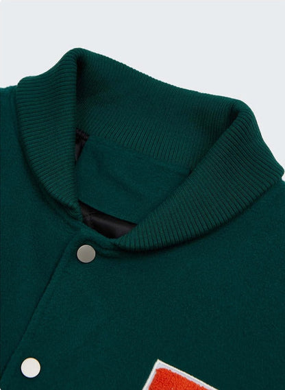Ready Embroidery Green Varsity Jacket