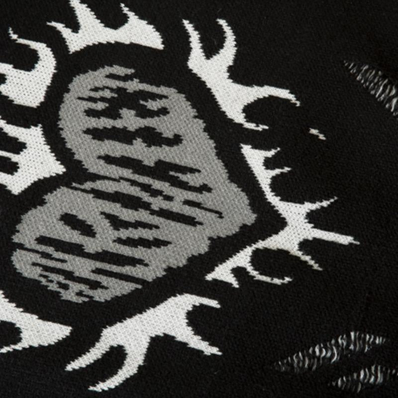 Burning Heart Ripped Sweater
