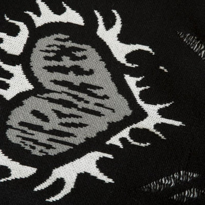 Burning Heart Ripped Sweater