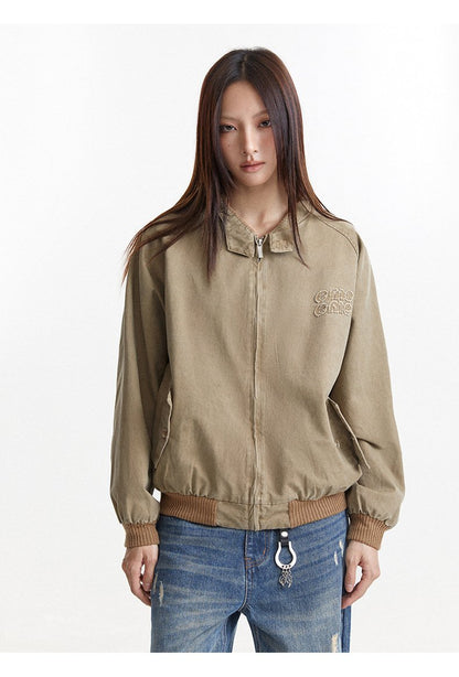 Retro Vintage Zip-Up Windbreaker Jacket
