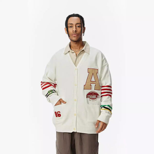 Fall Varsity Patch Cardigan Sweater