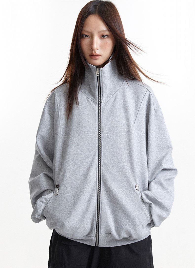 High-Collar Zippered Jacket