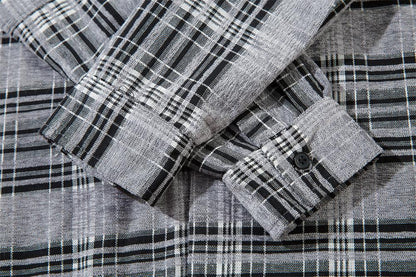 Plaid Hooded Button-Up Shirt