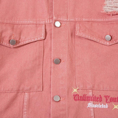 Ripped Pink Denim Jacket