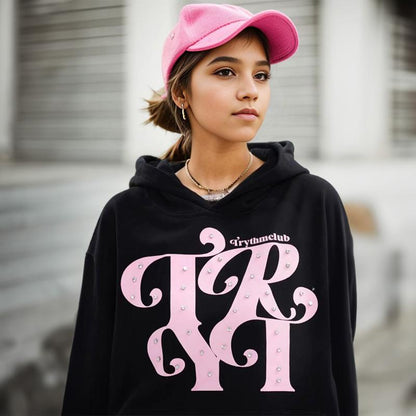 Loose Front Pocket Letter Print Hoodie
