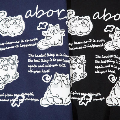 Wise Cat Print Sweatshirt